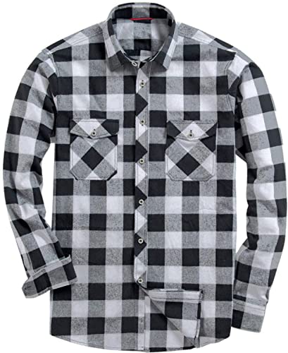 Flanellhemd Herren Kariertes Hemd Langarm Holzfällerhemd Baumwolle Button...