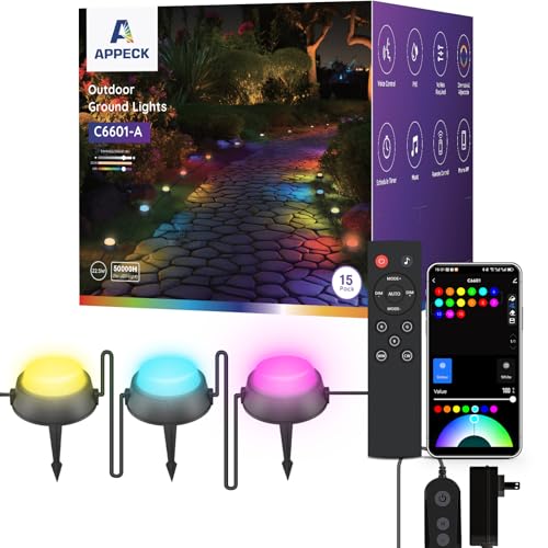 APPECK RGBW Outdoor Ground Lights 15 Pack