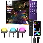 APPECK Smart Outdoor Ground Lights 15 Pack, 32FT RGBW Color Changing Pathway Lights Wired, IP65 Waterproof Landscape Lighting, for Path Yard Lawn Patio Holiday Party Decor, with App & Alexa Control