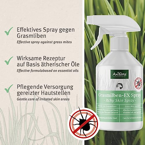 AniForte Grasmilben-EX Spray 500ml - Grasmilbenspray für Hunde, effektive & langzeitige Abwehr gegen Grasmilben & Parasiten, beruhigt gereizte Haut & lindert Juckreiz