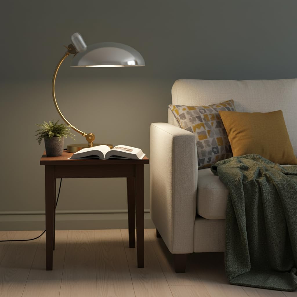 Designerska Lampa Stołowa Ulia w Stylu Nordyckim i Minimalistycznym, Nowoczesna Lampa Biurkowa z Aluminium z Regulowanym Kloszem E27, Elegancka Lampa Nocna do Sypialni, Salonu, Wymiary 330x430mm