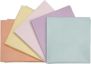 100% Cotton Plain Percale 5 Pack Designer Fat Quarter Bundle FQ Fabric Packs Quilting Patchwork Craft Sewing Material | 19" x 20" (50cm x 52cm) (Pretty Pastels)