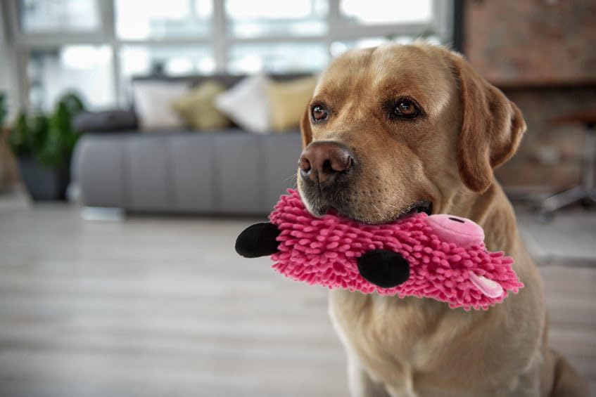 Image of goDog Mopz Pig Squeaky Plush Dog Toy, Chew Guard Technology - Pink, Large