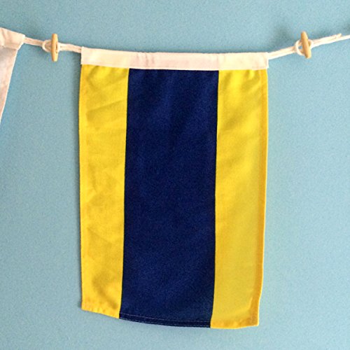Nautical Signal Flag 10" x 15" - Indoor/Outdoor Use - Double Stitch Construction with Wooden Toggle & Cordage Loop - Spell Names, Dates & Coordinates - Maritime Alphabet Flags for Boats