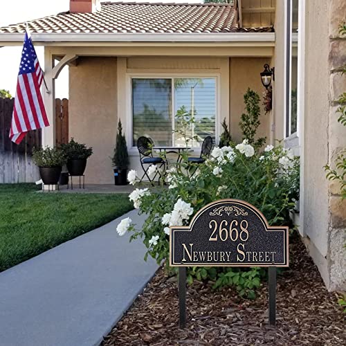Address Plaque LAWN MOUNTED Large - ''15 x 7.8'' Personalized Address Sign,House Number Plaque Sign Plate for Lawn,Ground,Garden,Side Way - Engraved Metal & Acrylic 911 Visibility with Stake - Thumbnail 5