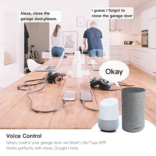 Image of EVERSECU Tuya Smart WiFi Switch Garage Door Opener Controller Compatible with Alexa Echo Google Home SmartLife /Tuya APP Control No Hub Required