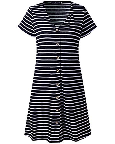 SOLERSUN Women's Casual T-Shirt Dresses Long Sleeve Loose Swing Tunic Dress with Pockets (XXL, Black)