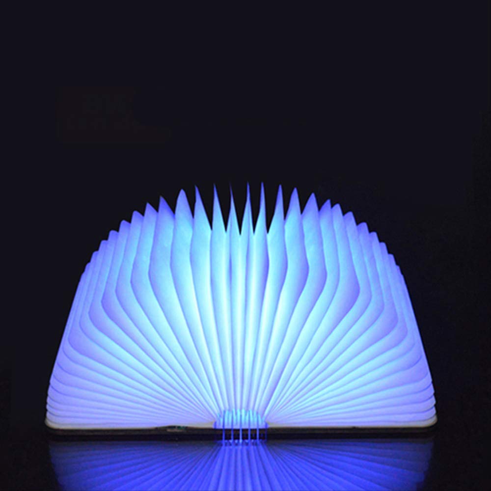 BAJIE Lampada Da Tavolo Legno Pieghevole Pagine Led Libro Forma di Luce Notte Lampada di Illuminazione Decorazione Portatile Booklight Usb Grandi Migliori Regali Per Bambini Noce Luce Calda