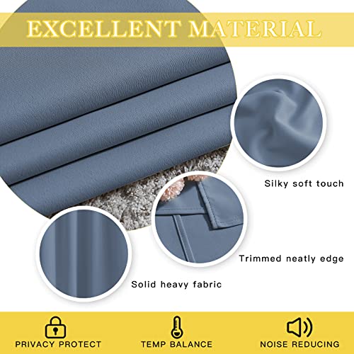 NICETOWN Patio Door Curtain for Sliding Glass Door, Thermal Insulated Blackout Curtain Drape for Living Room/Kitchen/Bedroom (Stone Blue, 1 Panel, 80 x 84 inch)