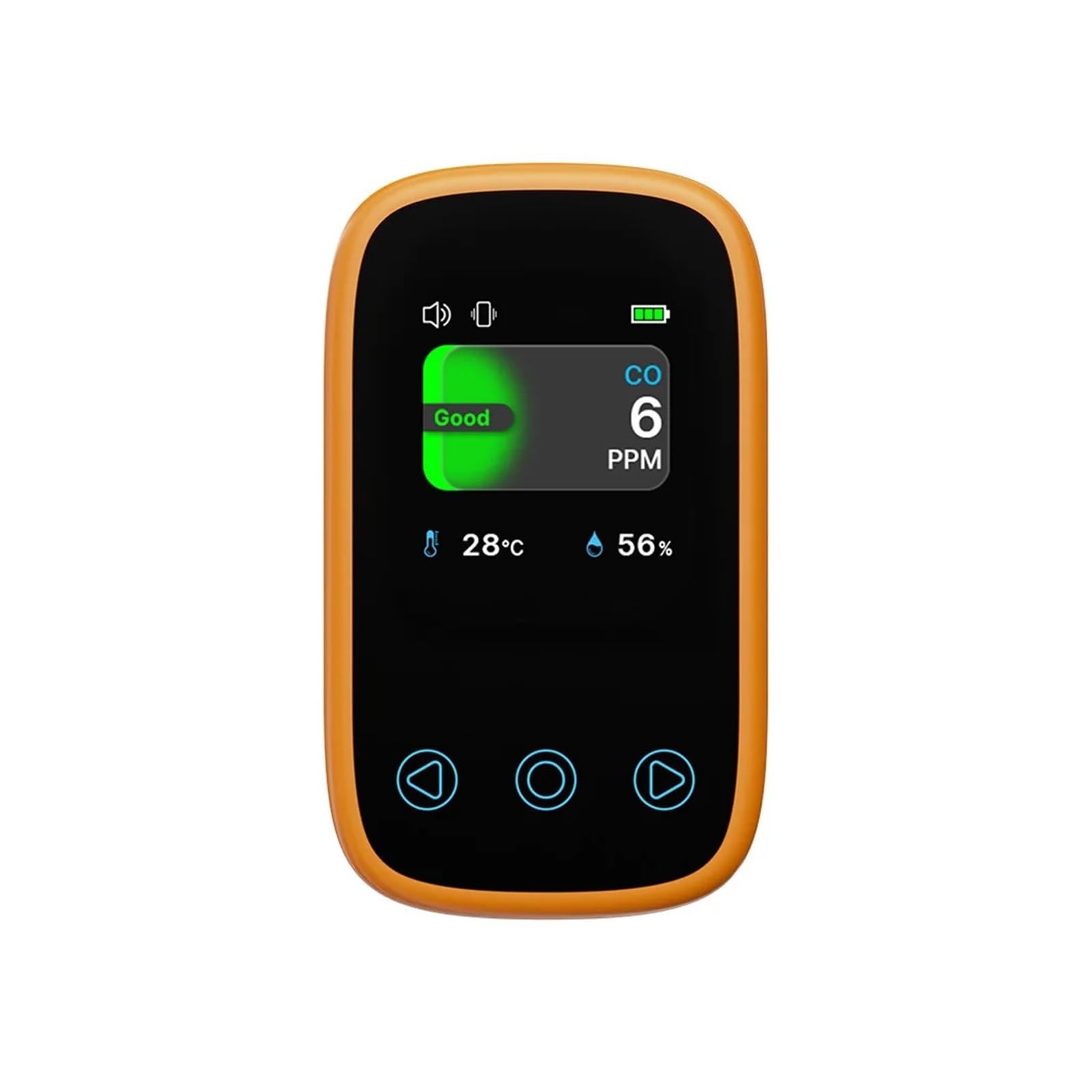 Monitor de co2, Medidor de Calidad del Aire 3 en 1, medidor CO2, Temperatura y Humedad, Sensor con Pantalla LCD, Detector dióxido Carbono monóxido Alarma Voz para el hogar(CO Orange)