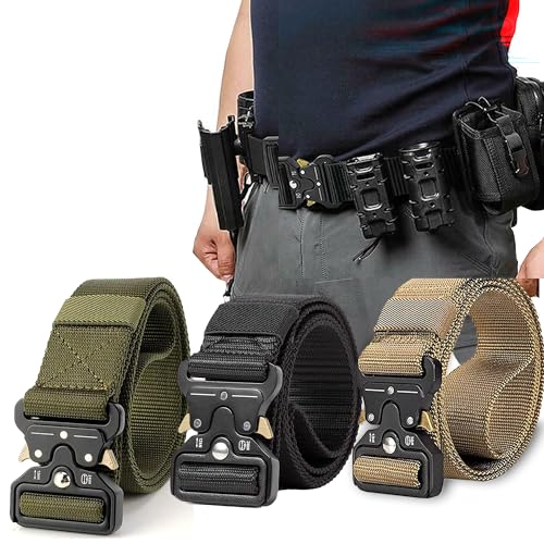 Q&Q ESSENTIALS Men's Tactical Belt, 1.5 Inch Black Nylon, Quick Release, Perfect for Hiking, Airsoft, Duty Belt, Hunting