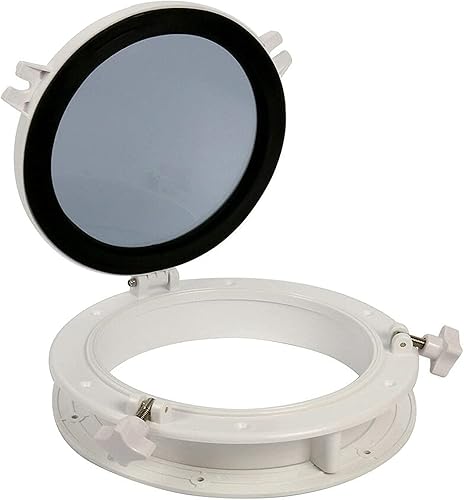 Miniatura 4 de Amarine made Par de ventanilla de barco Yate Apertura Redonda Portlight Porthole Ventana 8 "Reemplazo de ventana Puerto Agujero - Vidrio templado ABS
