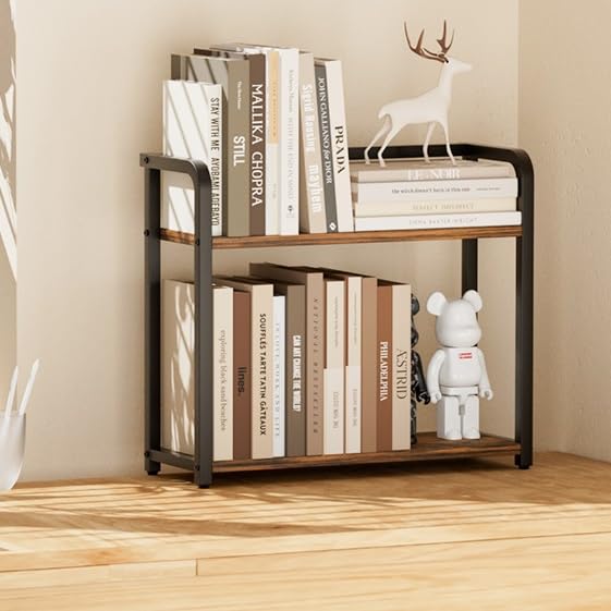 Image of Abja Novelties Kitchen Countertop Organizer, Shelf Rack For Kitchen Storage, Wooden Shelf, 2 Tier Spice, Oil Stand, Tabletop Rack For Makeup, Office (Rustic Brown, 2 Tier)