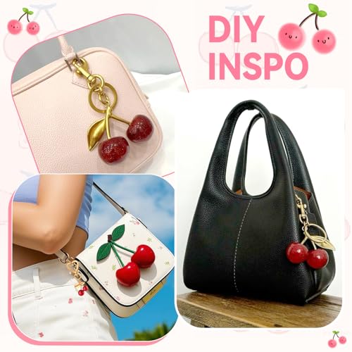 Image of TINKRSTUFF Cherry Bag Charm Cute Key Chains Cherry Purse Charms for Handbags, Strawberry Keychain Best Gifts