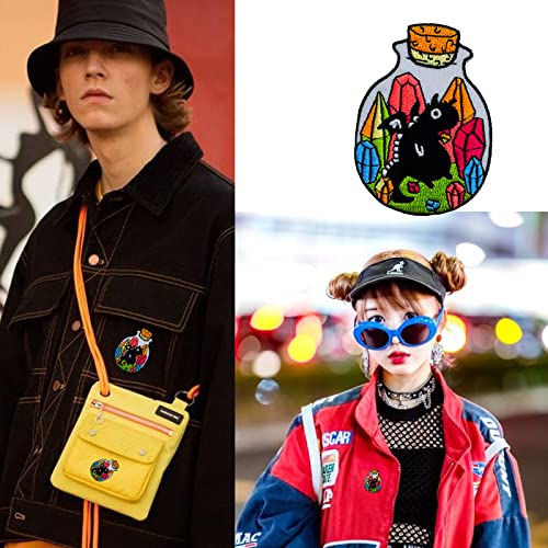 Wikineon Iron On Embroidered Patch, Cute Patch"Dragon In Bottle" - Embroidered Applique Badge Iron On/Sew On Diy Clothing Accessories, Perfect For Backpack, Clothes, Hats & Jeans #TOP4