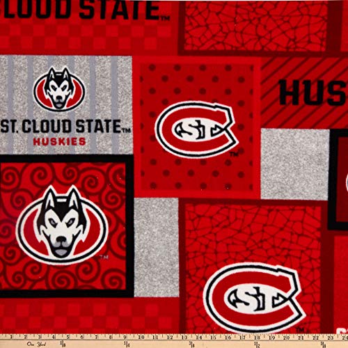 NCAA St. Cloud Huskies College Patch Fleece Multi Fabric by the Yard