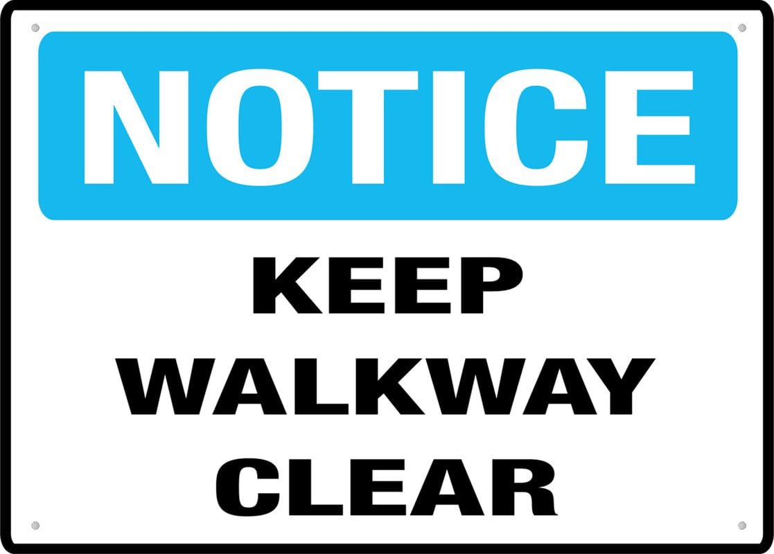Tin sign vintage Notice Keep Walkway Clear For House Plaque Poster for Bar Pub Beer Home Garage Man Cave Wall Decor 12x8 Inch