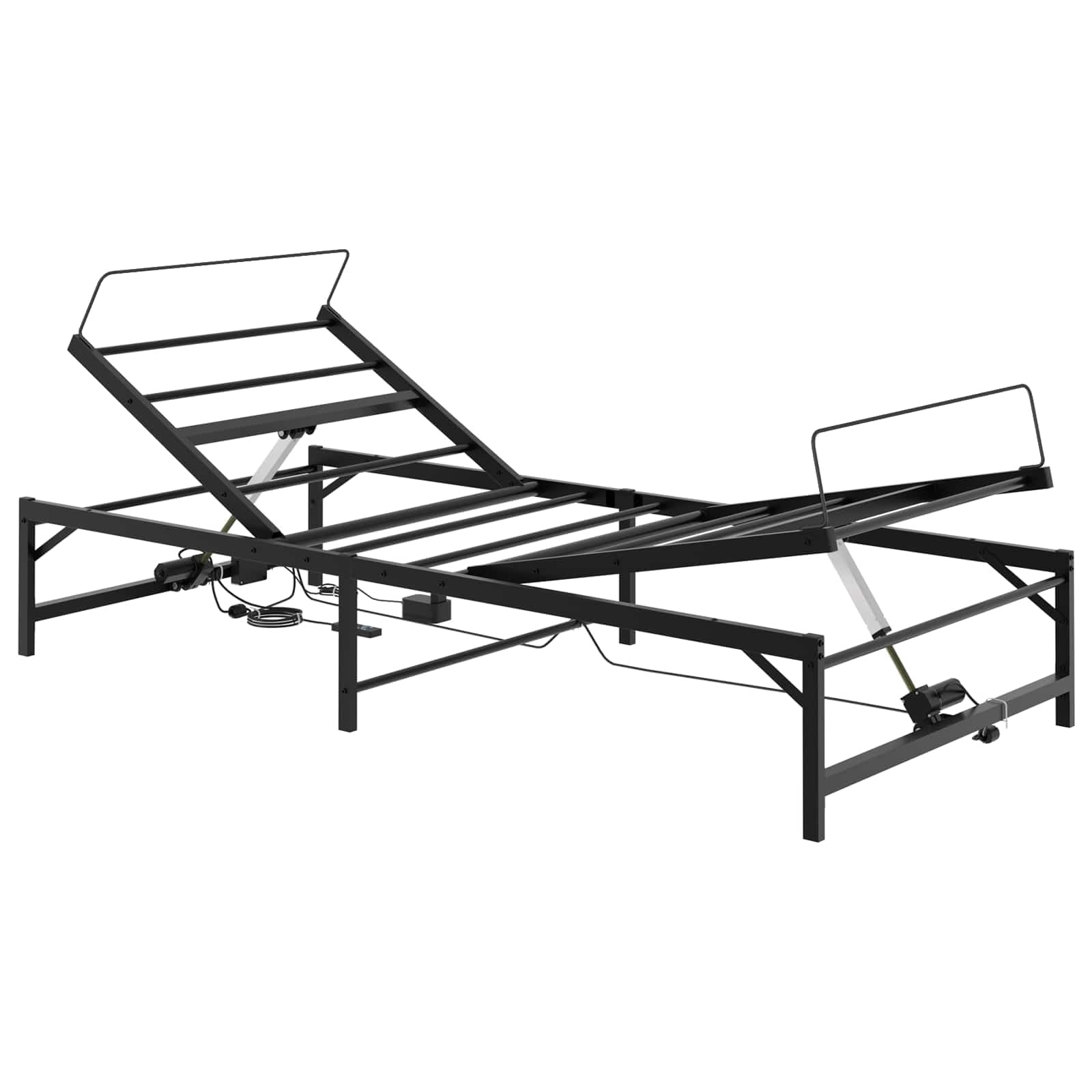 ACAGALA Telaio per letto elettrico, 75 x 190 cm, rete a doghe regolabile elettricamente con testa e piedi, motore per letto singolo in acciaio con telecomando, senza materasso, nero