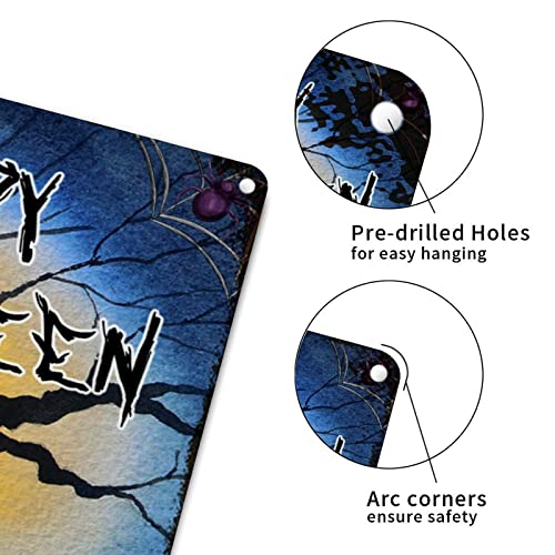 Plaque murale Halloween en métal avec citrouille et chauve-souris rétro
