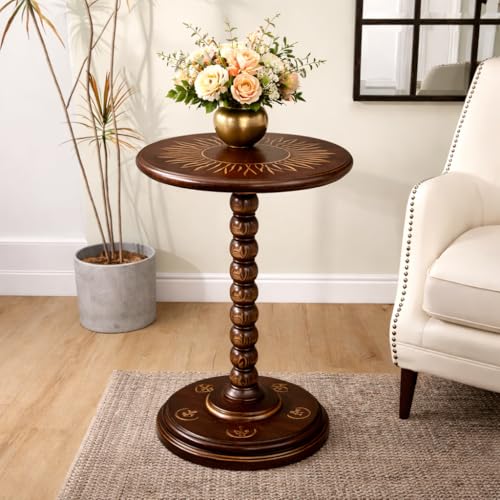 Image of Wooden Nesting Table, End Table for Living Room Side Table for Bedroom Pedestal Modern Coffee Table (Brown)