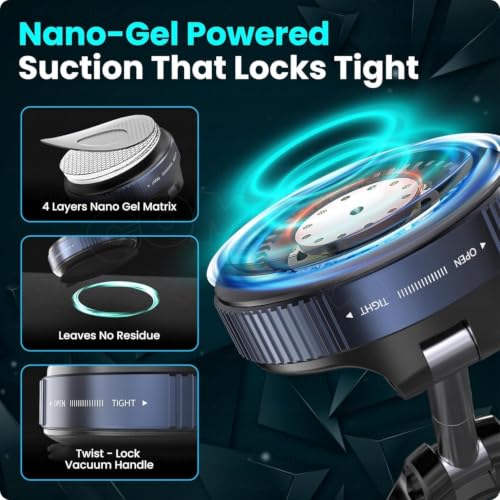 Image of Upgraded 360 Vacuum Magnetic Car Phone Mount, Strong Suction Cup Phone Holder, Hands-Free Mobile Stand for Car Dashboard, Windshield, Gym, Mirror & Shower, Universal Compatible Magnetic Mobile Holder