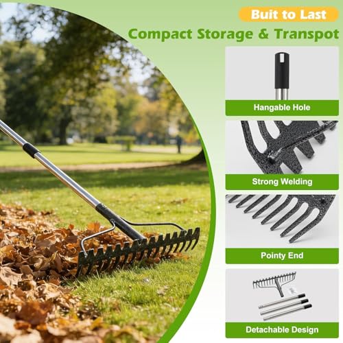 77-Inch Bow Rake with Adjustable Handle