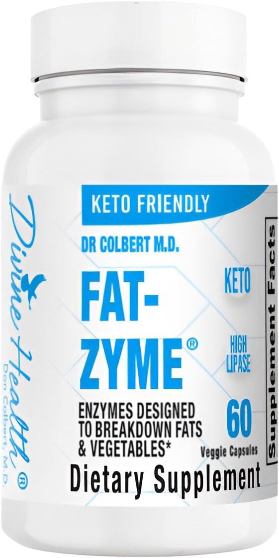 Dr. Colbert's Keto Zone Fat-Zyme - Ketogenic Digestive Enzymes - HIgh Lipase - Vegan & Vegetarian Enzyme - 30 Day Supply - Contains High Quantities of Enzymes That Break Down Veggies & Fats