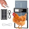 NyPots Automatic Chicken Coop Door Solar Powered, LCD Display Automatic Chicken Door with Timer & Light Sensor Mix 4Modes, Aluminum Alloy Chicken Door, Range 20M Remote Control Solar Chicken Coop Door