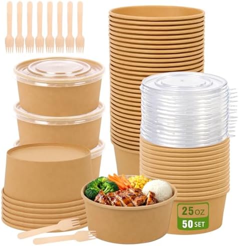 Amazon.com: DeziWood 50 Pcs 25 oz Disposable Meal Prep Containers ...