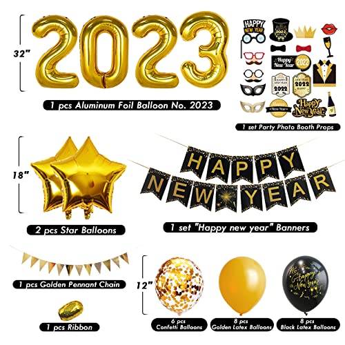 HLEIUKT 2023 decoratieset, Nieuwjaar decoratie 2023, Nieuwjaar oudejaarsavond-decoratie, Happy New Year slinger… - Image 3