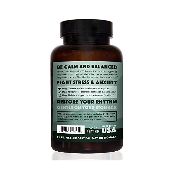 Natural Rhythm Triple Calm Magnesium 150 mg - 120 Capsules – Magnesium Complex Compound Supplement with Magnesium Glycinate, Malate, and Taurate. Calming Blend for Promoting Rest and Relaxation.
