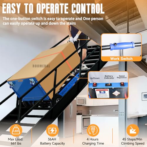 Carretilla eléctrica sube escaleras 661 lb 600W miniatura 4
