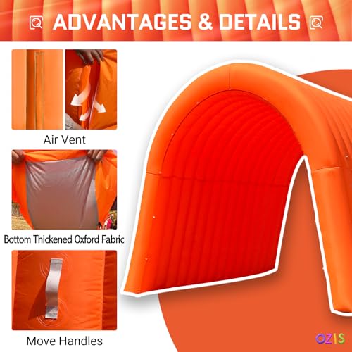 Image of OZIS 16FT Inflatable Tunnel Sports Tunnel Entrance with Installed Blower Inflatable Tunnel Tent for Business Advertising Event Exhibition Promotion,Street,Shop,Supermarket,School(Orange, 16x10x10ft)