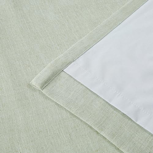 Image of Vision Home Soft Green Pinch Pleated Full Blackout Curtains Linen Blended Room Darkening Window Curtains 63 inch for Living Room Bedroom Thermal Insulated Pinch Pleat Drapes with Hooks 60 inch Wx63 Lx1