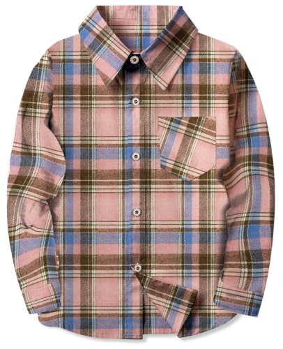 Image of SELINK Girls Long Sleeve Flannel Buffalo Plaid Button Down Shirt