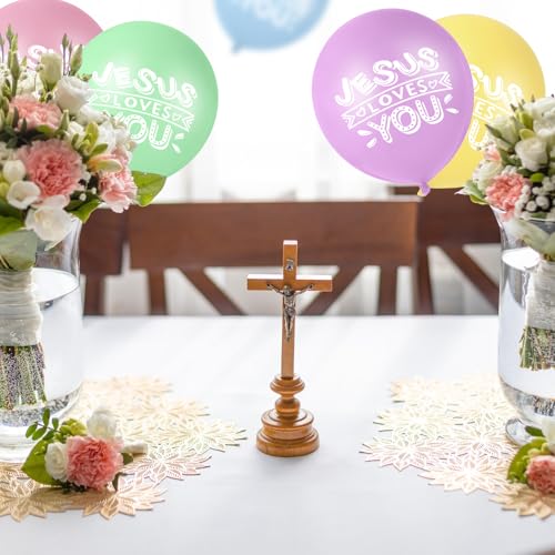 Image of Gejoy Jesus Loves You Balloon 12 Inch Latex Christian Religious Jesus Balloon Party Decor for He Is Risen Party Decor Favor Cross Church Event Birthday Sunday Supplies(Macaron Colors,60 Pcs)