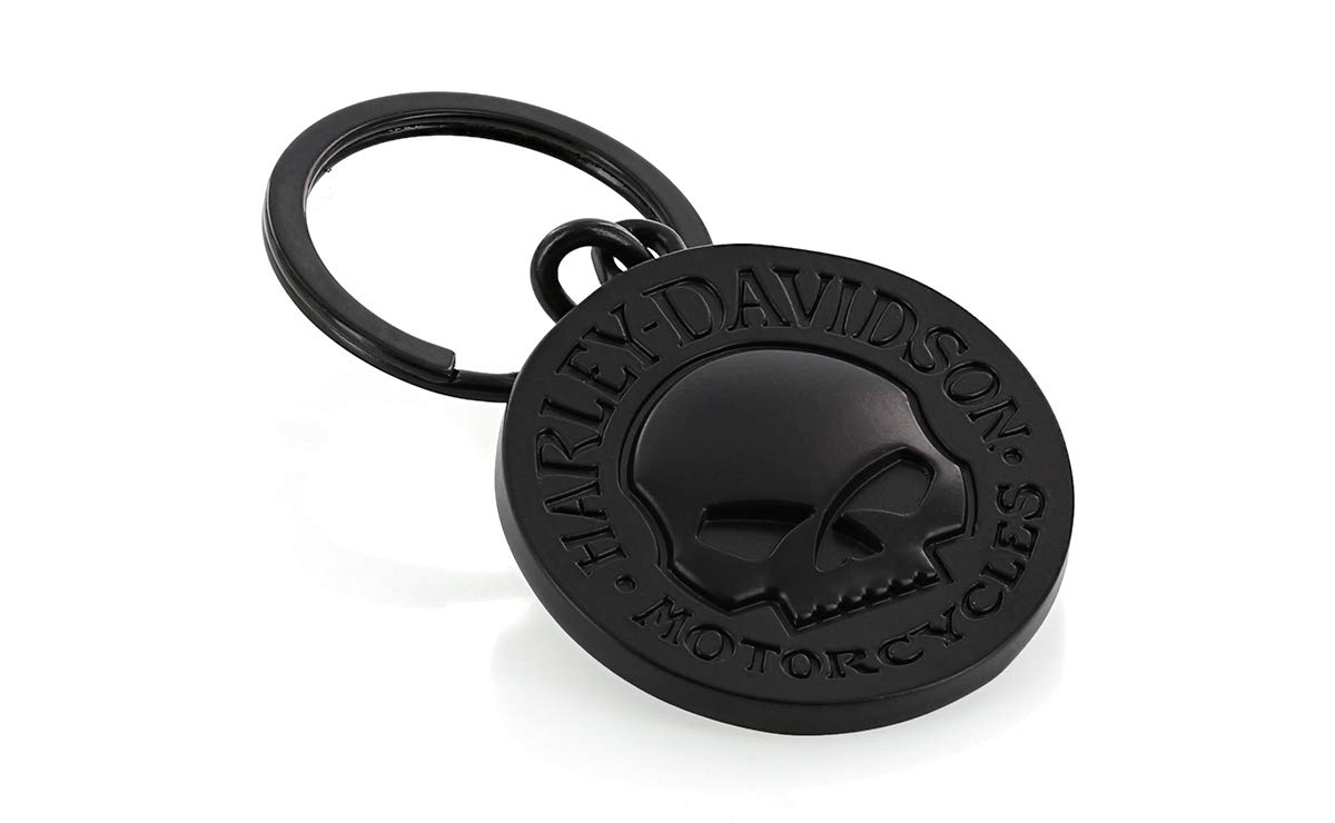 Harley-Davidson 3D Willie G Skull Metal Black Keychain Key Ring Tag Fob Chain Holder