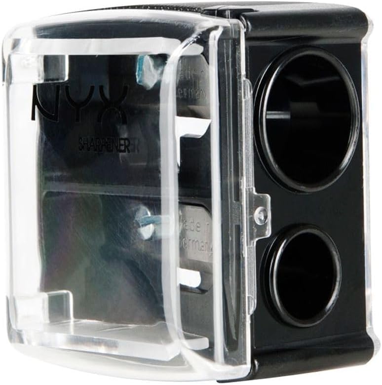 Black Eyeliner Sharpener Makeup Pencil Sharpener Pencil Sharpeners for Eyebrow Eyeliner Pencil Makeup Tools Dual Holes Eye Pencil Sharpener with Cover Portable Cosmetic, Cosmetic Pencil Sharpeners