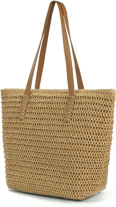 Women Straw Woven Tote Large Beach Handmade Weaving Shoulder Bag Purse Straw Hobo Handbags (Brown) (B0CMV7ZS2V) Amazon Price History, Amazon Price Tracker