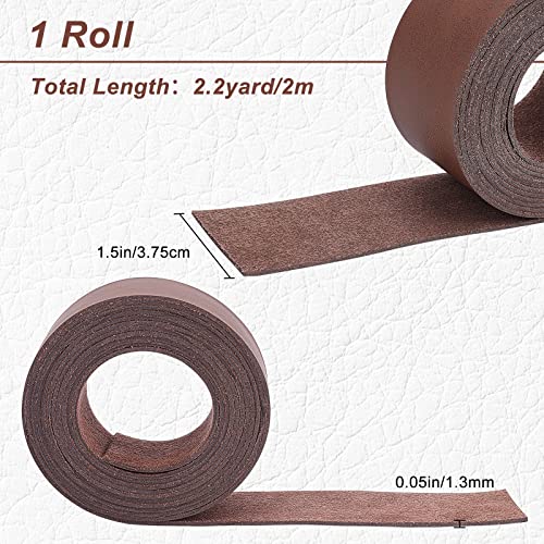 GORGECRAFT Full Grain Leather Straps 2 Inches Wide 78 Inches Long Single Sided PU Leather Strip for DIY Crafts Projects Clothing Jewelry Wrapping Furniture Handles(Brown - Image 2