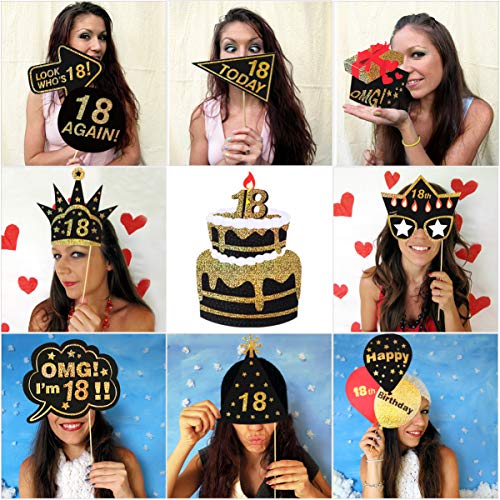 LUOEM Glitter 18 ° compleanno felice Photo Booth