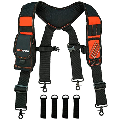 Image of MELOTOUGH Magnetic Tool Belt Suspenders with Magnetic WristBand for Work Belt Padded Suspenders Constrcution