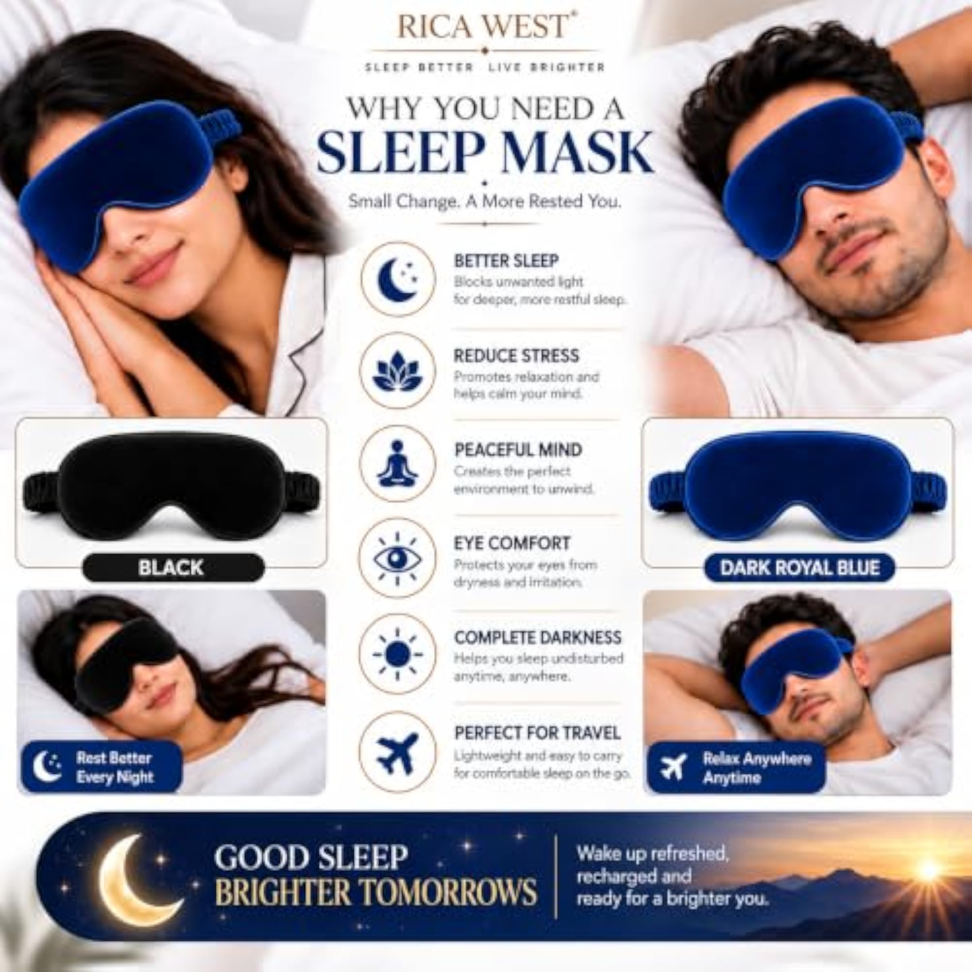 Eye Sleep Mask Pack of 2 for Men & Women