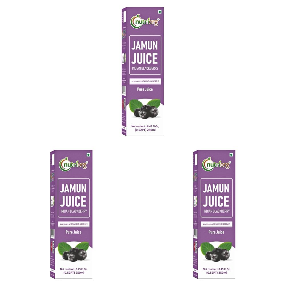 Nutriorg Jamun Juice | 250 ml | Pure Jamun Juice for Diabetes Care | Controls Blood Sugar Levels | Blood Purification | No Added Sugar, Preservatives, or Colors (Pack of 3)-image-16