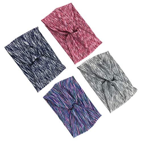 Minkissy Bandanas turbante torcidas Boho para yoga e treino esportivo (azul violeta cinza, vinho, ve