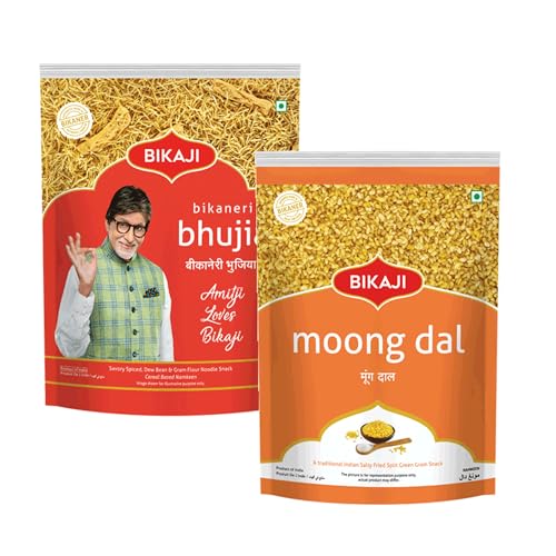Bikaji Bhujia No.1 & Moong Dal Combo – 400g | Ready to Eat Indian Namkeen | Crunchy Tea-Time Snack, Bar Snack & Party Mix | Authentic Munchies for Sharing, Gifting & Everyday Snacking