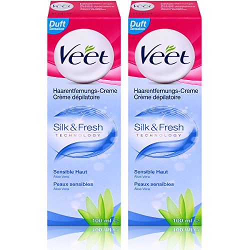 2x Veet Haarentfernungs-Creme Silk & Fresh Sensible Haut 100ml