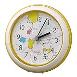 リズム(RHYTHM) くまのプーさん 掛け時計 置き時計 お風呂 で使える 防滴・防塵型 クロック イエロー Φ11.8x4.8cm 4KG716MC33