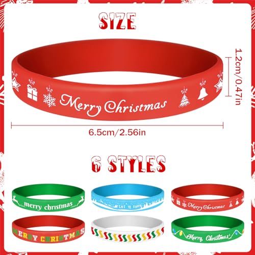 NEBURORA Pack of 24 Christmas Silicone Bracelets 6 Styles Silicone Bracelets Christmas Bracelet for Christmas Party Decoration - Image 2