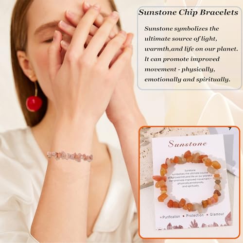 SONNYX 9PCS Crystals Chip Bracelets Set for Women Natural Gemstone Bracelets Colorful Gravel Bead Bracelets Irregular Chips Beads Bracelet Reiki Stretch Beaded Bracelets Jewelry3